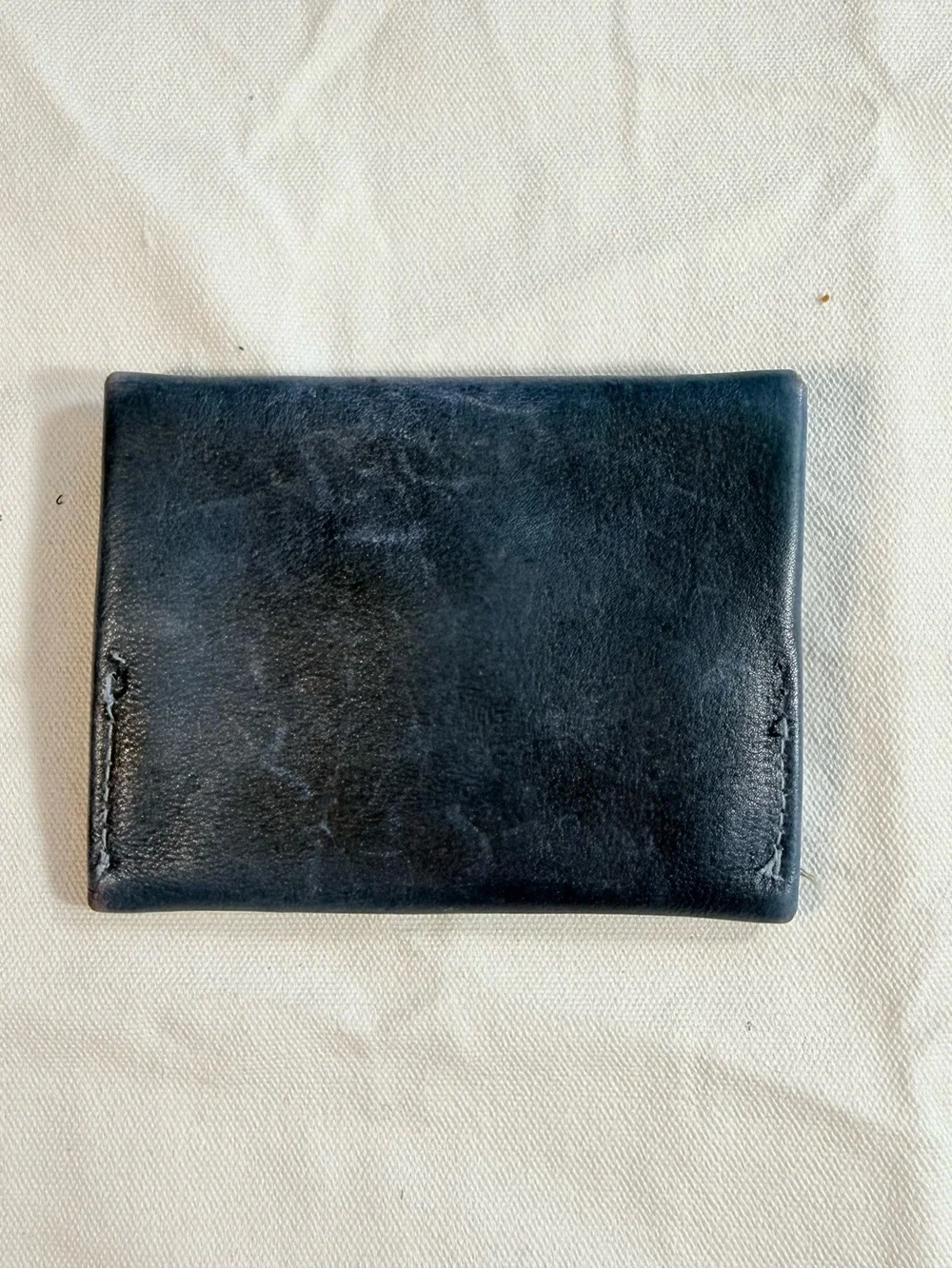 Free People Handcrafted Slate Blue Leather Collar-Stud Card Case Wallet